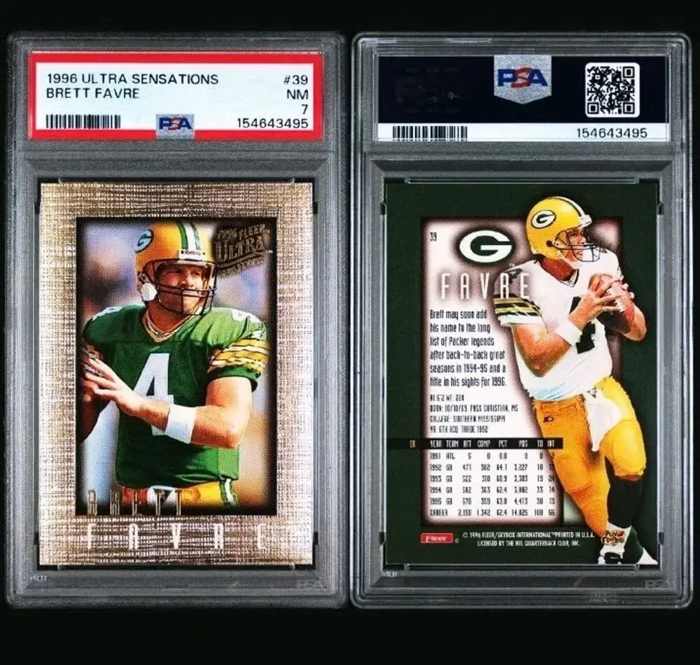 1996 Fleer Ultra Sensations Brett Favre GOLD Card #39 Graded PSA 7 NM Packers